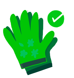 Illustration of green garden gloves