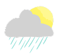 Illustration of a cloud, sun and rain