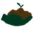 Illustration of a handful of soil in a glove
